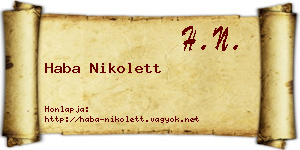 Haba Nikolett névjegykártya